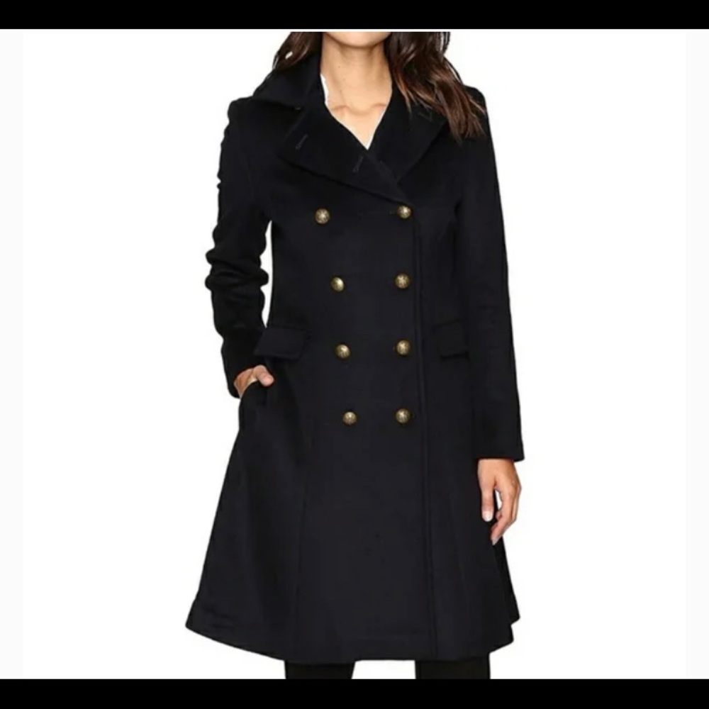 Ralph Lauren navy blue skirted military coat